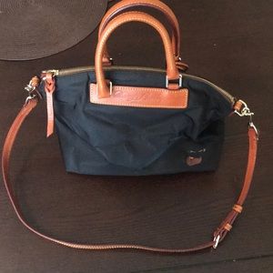 Dooney and Bourke Black Vinyl bag w/ Leather Trim